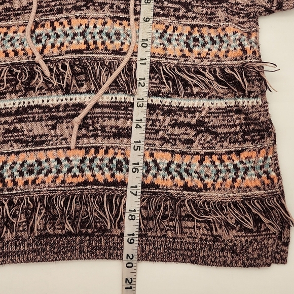 Hollister Baja Textured Fringe Pullover V-Neck Hooded L/S Sweater Size S - Picture 6 of 9